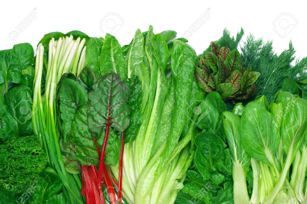 Various green leafy vegetables